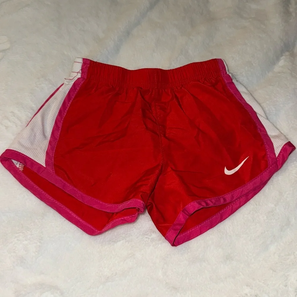 Nike dry fit shorts, size 2T color, red, pink and white